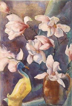 Artwork Title: Still Life with Vase of Flowers and Duck Figure