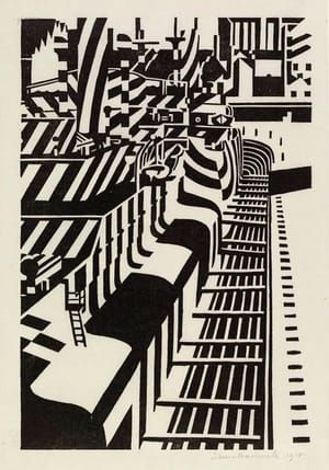 Artwork Title: Camouflaged Ships in Dry Dock (‘Dazzle Ships’)