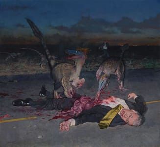 Artwork Title: Dinosaurs eating CEO