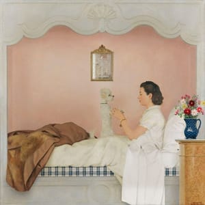 Artwork Title: Sylvie and her Dog Champagne