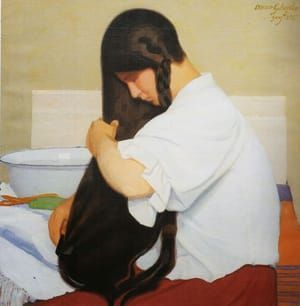 Artwork Title: La camicia bianca [Donna che si pettina)], (The White Shirt [Woman Combing her Hair])