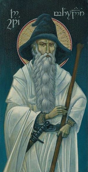 Artwork Title: Gandalf the White on Blue Panel