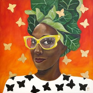 Artwork Title: Collard Crown: Black Butterflies
