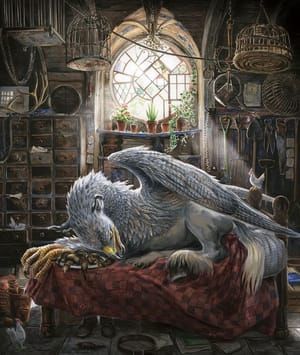 Artwork Title: Buckbeak on the Bed