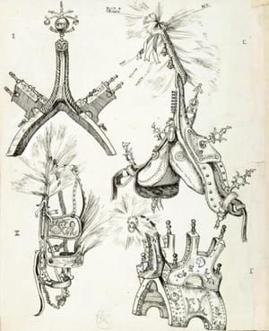 Artwork Title: Drawing - Sketches of Bridle, Saddles and Bigas, Abruzzi