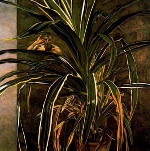 Artwork Title: Interior with Plant, Reflection Listening (Self Portrait)