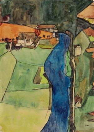 Artwork Title: Town on the Blue River, Krumau