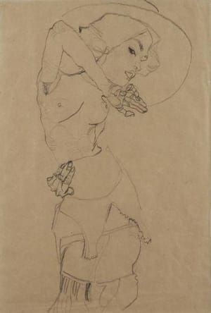 Artwork Title: Gerti Schiele In Large Hat
