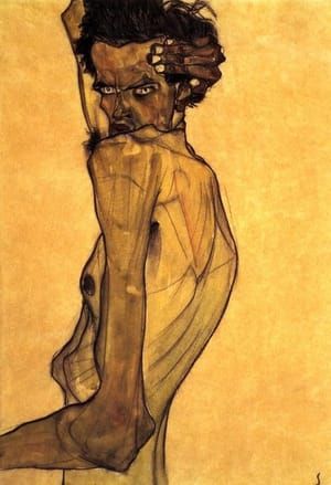 Artwork Title: Self portrait with arm twisting above head
