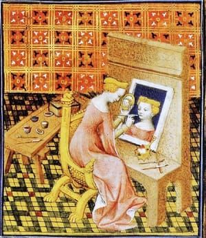 Artwork Title: Marcia Painting Self Portrait using Mirror