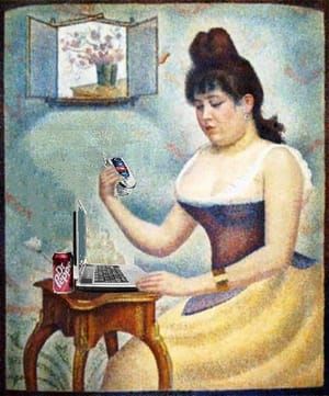 Artwork Title: Young Woman at her Weblog, after Seurat