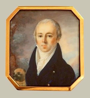 Artwork Title: Portrait Miniature of a Gentleman and his Dog