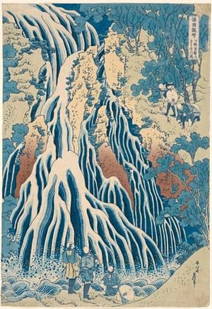 Artwork Title: Pilgrims at Kirifuri Waterfall on Mount Kurokami in Shimotsuke Province