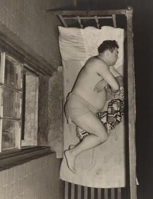 Artwork Title: Man Sleeping on a Fire Escape