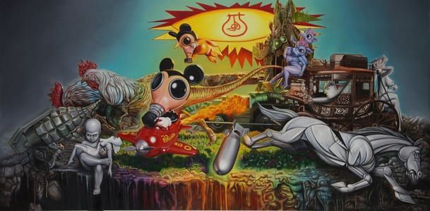 Artwork Title: Mousemask Murphy In Guernica