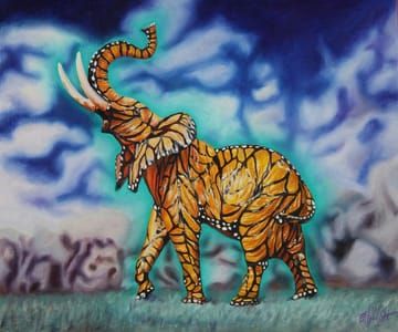 Artwork Title: Monarch Elephant Green Glow