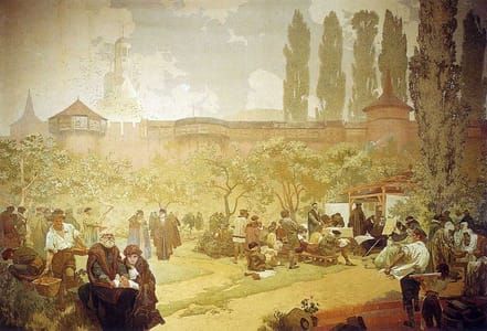 Artwork Title: Slav Epic #15 : The Printing of the Bible of Kralice in Ivančice