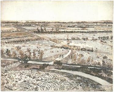 Artwork Title: Landscape near Montmajour with Train