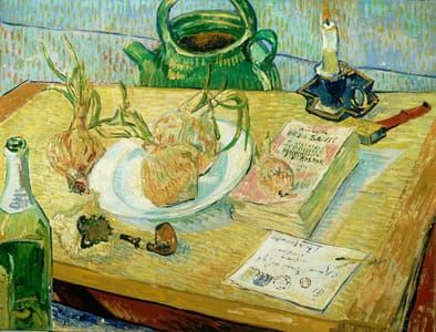 Artwork Title: Still Life with Onions and Annuaire de la Santé, January 1889
