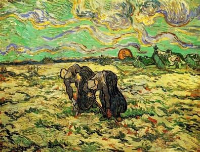 Artwork Title: Two Peasant Women Digging in Field with Snow