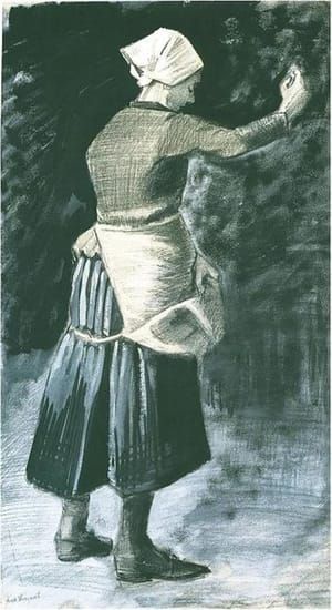 Artwork Title: Woman Feeding Chickens