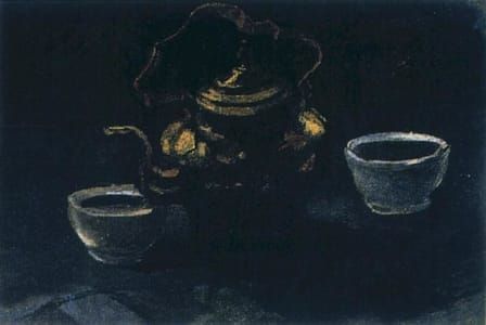 Artwork Title: Still Life With Copper Coffeepot And Two White Bowls