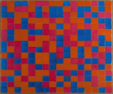 Artwork Title: Composition with Grid 8: Checker board composition with Dark Colours