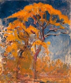 Artwork Title: Two trees with Orange Foliage against Blue Sky,1908