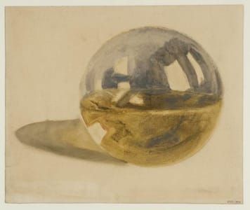 Artwork Title: Reflections and Refractions in a Transparent Globe Half-Filled with Water