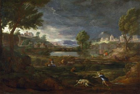 Artwork Title: Paysage de tempête avec Pyrame et Thisbé