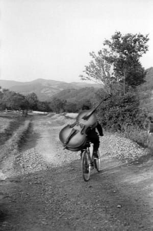 Artwork Title: Serbia. Bass Player On The Road Belgrade-kraljevo, To Play At A Village Festival Near Rudnick Yugosl