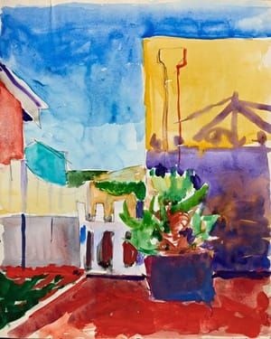 Artwork Title: Untitled (Potted plant with buildings)