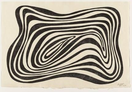 Artwork Title: Concentric Irregular Black and White Bands