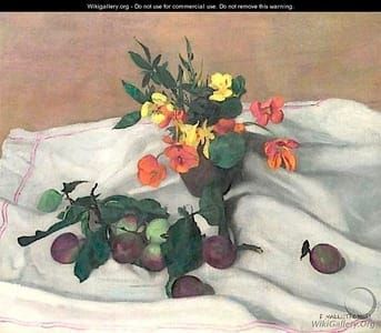 Artwork Title: Prunes et Capuciens (Plums and Nasturtiums)