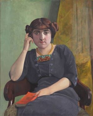 Artwork Title: Portrait de jeune femme en robe de velour
