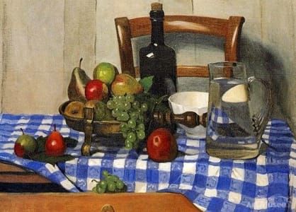 Artwork Title: Still Life with Blue Checkered Tablecloth