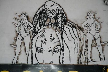 Artwork Title: Freaky Sideshow Girls: Detail Of Dreamland Artist Club Mural