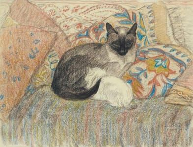 Artwork Title: Cat and Her Kitten