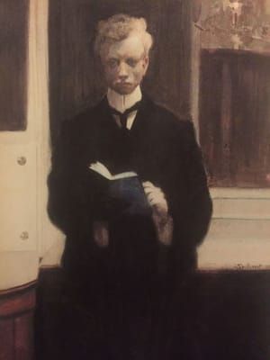 Artwork Title: Self Portrait with Blue Sketchbook