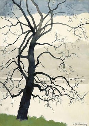 Artwork Title: Arbre solitaire au bord de l’étang