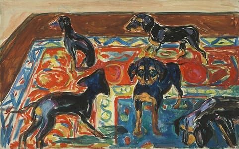 Artwork Title: Five Puppies on the Carpet