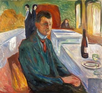 Artwork Title: Self Portrait with a Bottle of Wine
