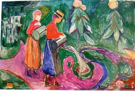 Artwork Title: Girls Watering Flowers