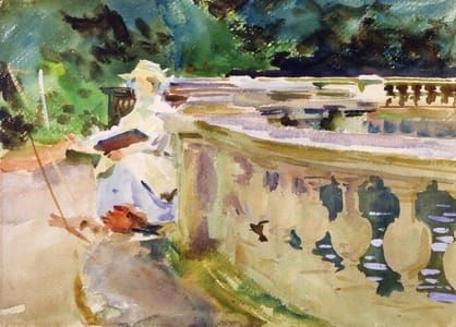 Artwork Title: Fountain, with Girl Sketching