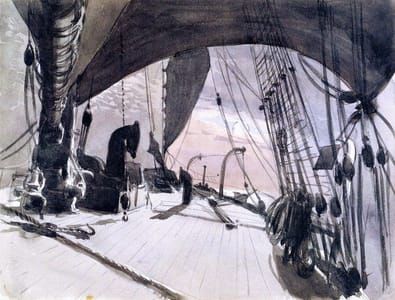 Artwork Title: Deck of a Ship in Moonlight