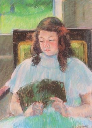 Artwork Title: Françoise in a Square-Backed Chair, or Young Girl Reading; Fillette en Robe Bleue