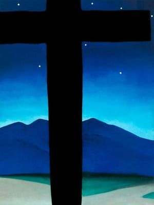 Artwork Title: Black Cross with Stars and Blue