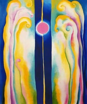 Artwork Title: Pink Moon and Blue Lines