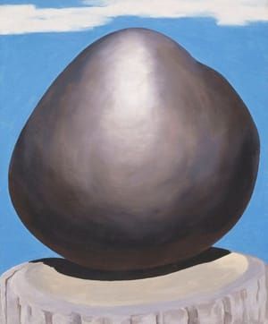 Artwork Title: Black Rock with Blue Sky and White Clouds