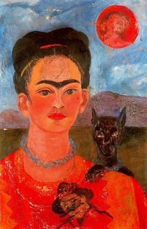 Artwork Title: Self Portrait with a Portrait of Diego on the Breast and Maria Between the Eyebrows